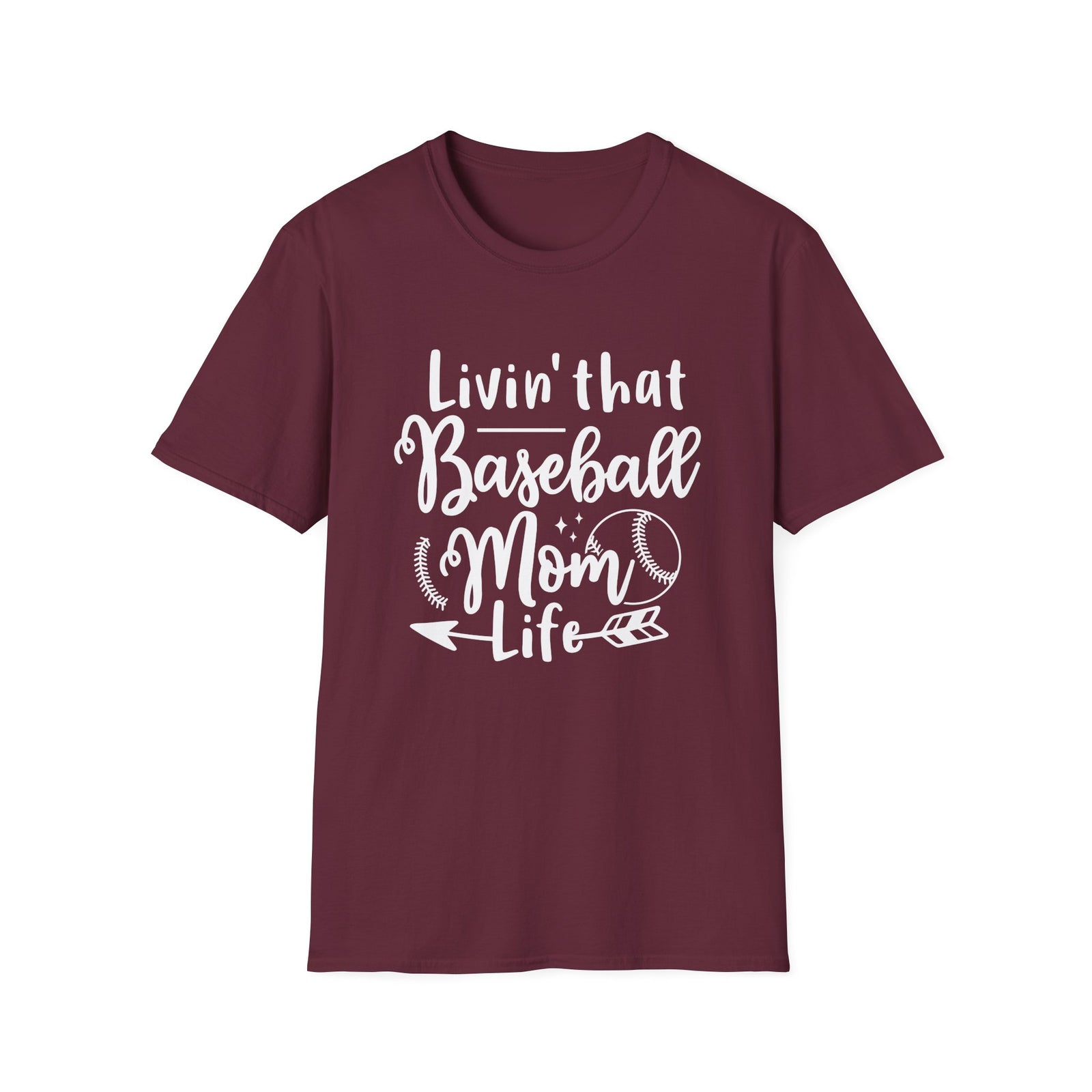 Livin' That Baseball Mom Life Graphic T-Shirt Cute Sports Mom Tee (12 Team Colors)