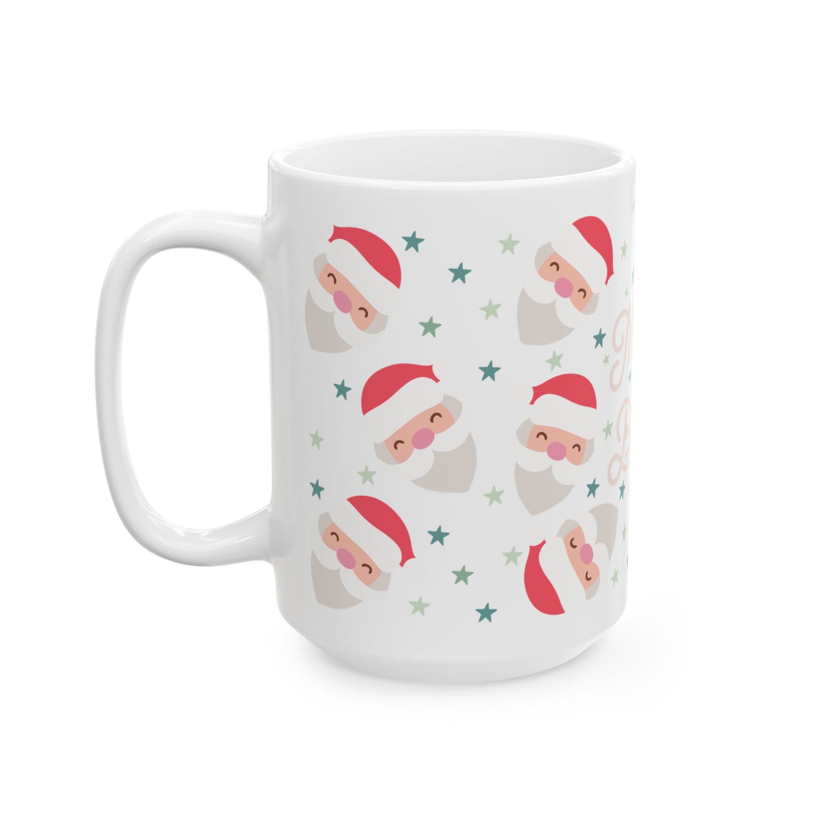 Merry & Bright Starry Santa Christmas Ceramic Mug Coffee Cup (11oz & 15oz)
