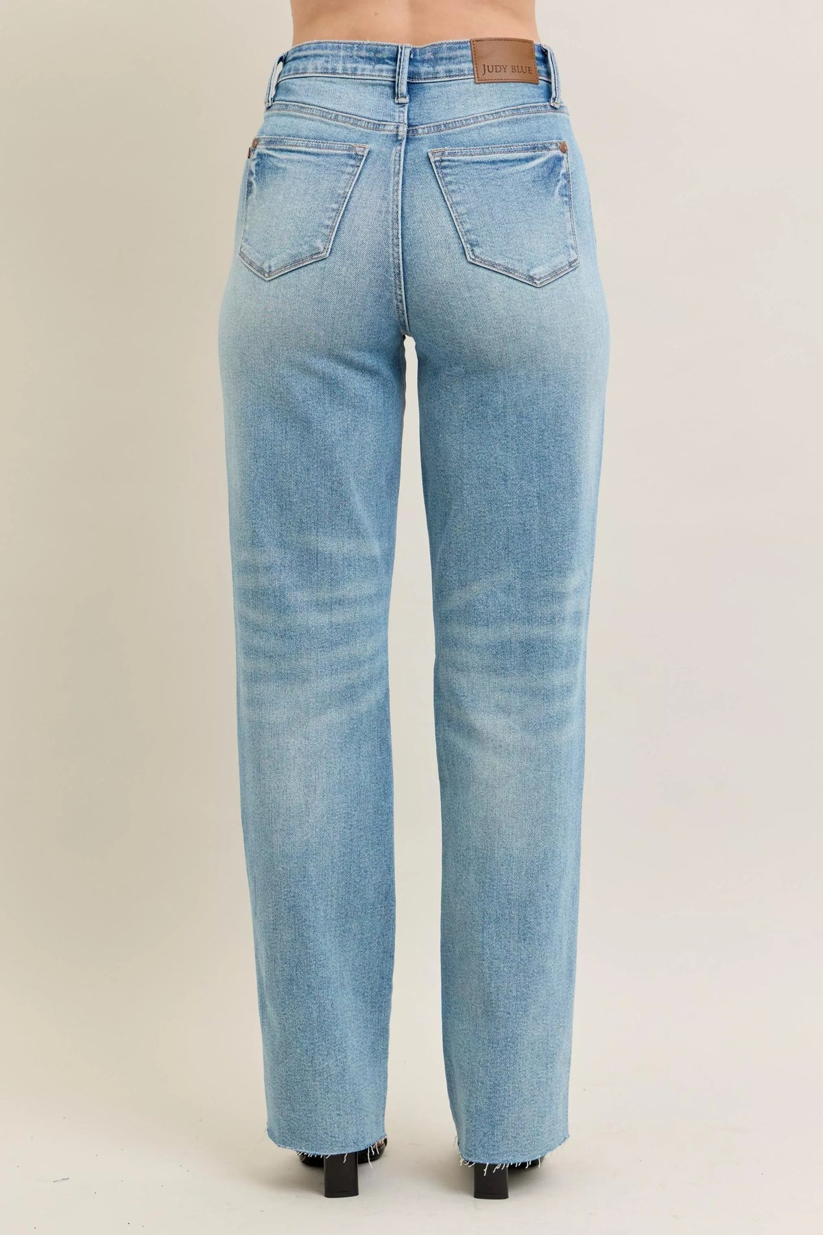 Judy Blue Full Size High Waist Rigid Magic Star Shaped Destroy 90's Straight Jeans Plus Size - Sydney So Sweet