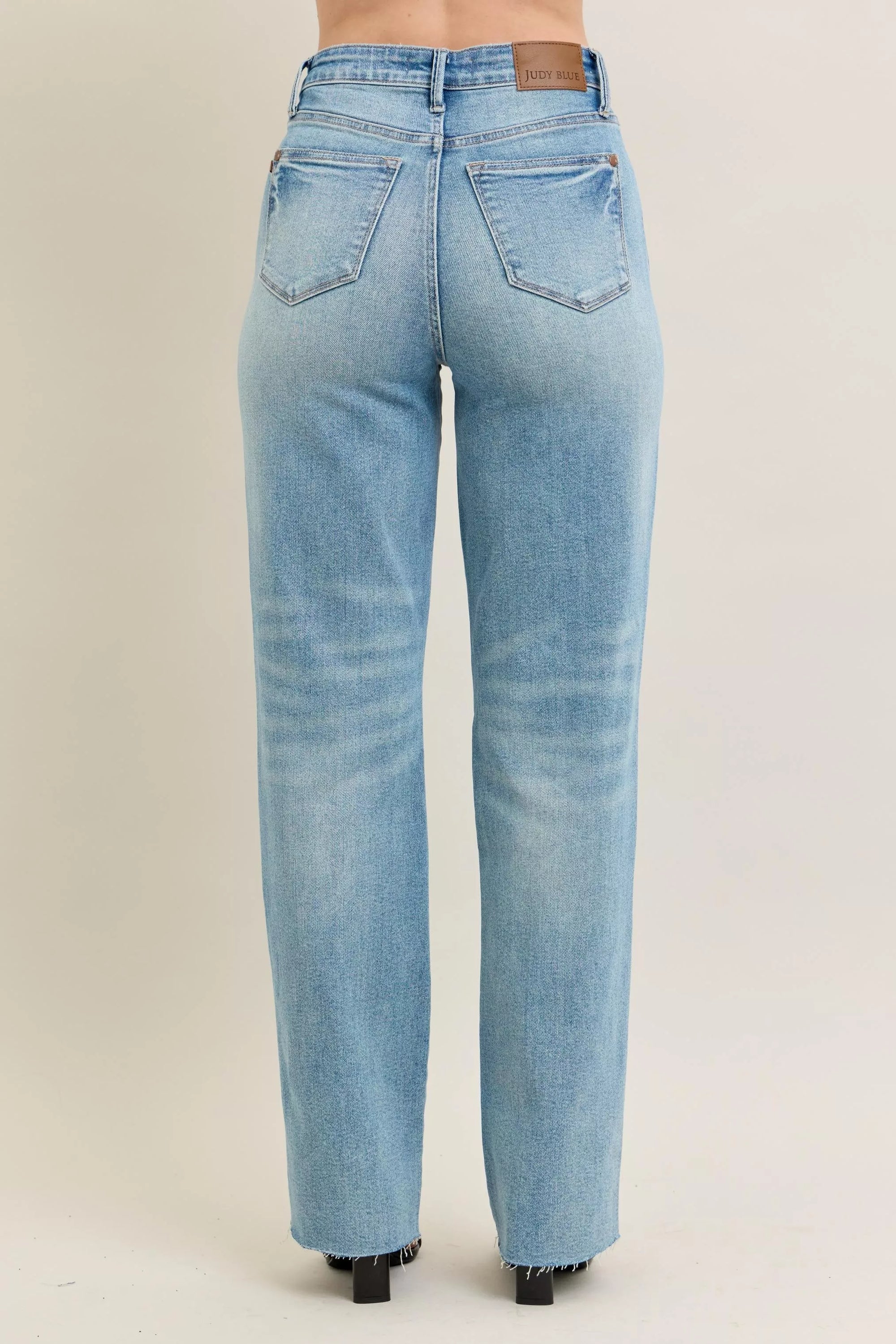 Judy Blue Full Size High Waist Rigid Magic Star Shaped Destroy 90's Straight Jeans Plus Size - Sydney So Sweet