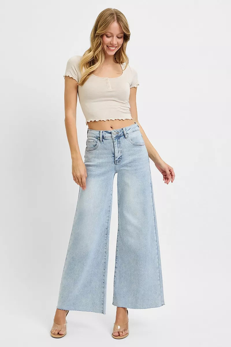 RISEN Full Size High Rise Ankle Wide Palazzo Jeans Plus Size - Sydney So Sweet