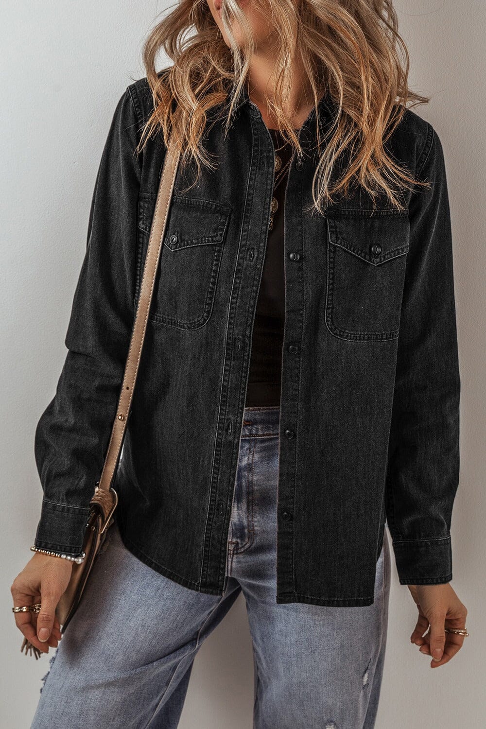 Button Up Long Sleeve Denim Jacket - Sydney So Sweet