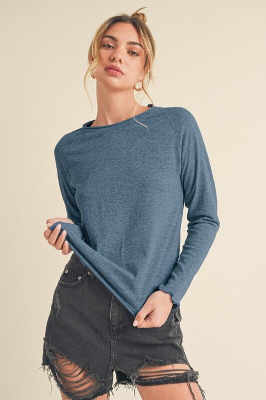 Aemi + Co Lettuce Hemline Round Neck Raglan Sleeve T-Shirt - Sydney So Sweet
