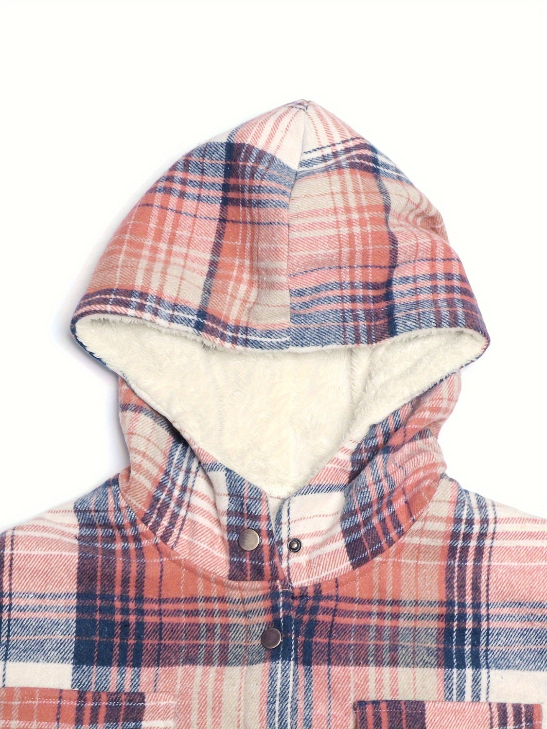 Plaid Snap Down Long Sleeve Hooded Shacket - Sydney So Sweet