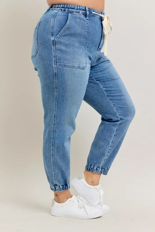 Judy Blue Full Size High Waist Denim Jogger Plus Size - Sydney So Sweet