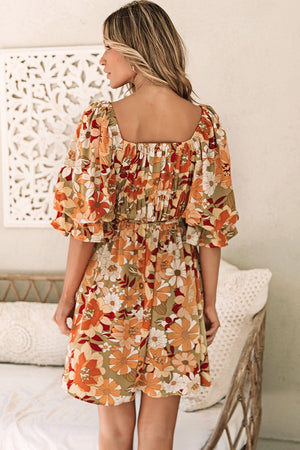 Floral Square Neck Mini Dress - Sydney So Sweet