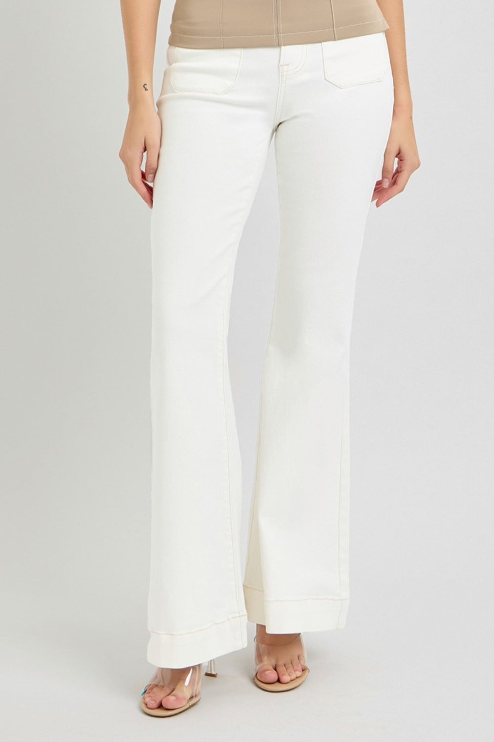 RISEN Full Size High Rise Front Patch Pocket Flare Jeans - Sydney So Sweet