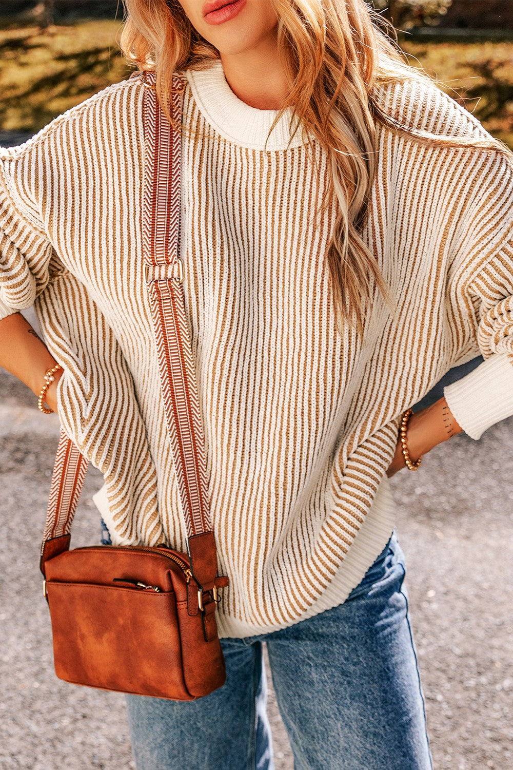 Round Neck Dropped Shoulder Sweater - Sydney So Sweet