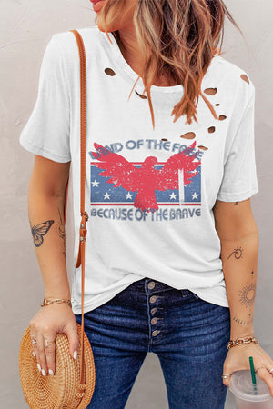 Cutout Land of the Free Short Sleeve Women's Graphic T-Shirt - Sydney So Sweet