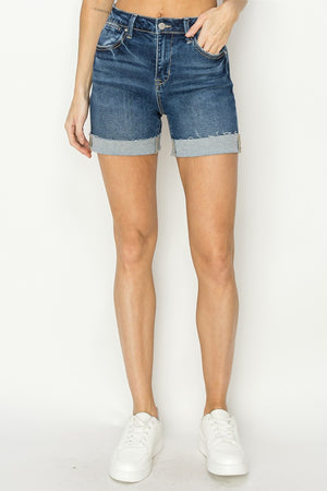 RISEN High Rise Cuffed Denim Shorts - Sydney So Sweet