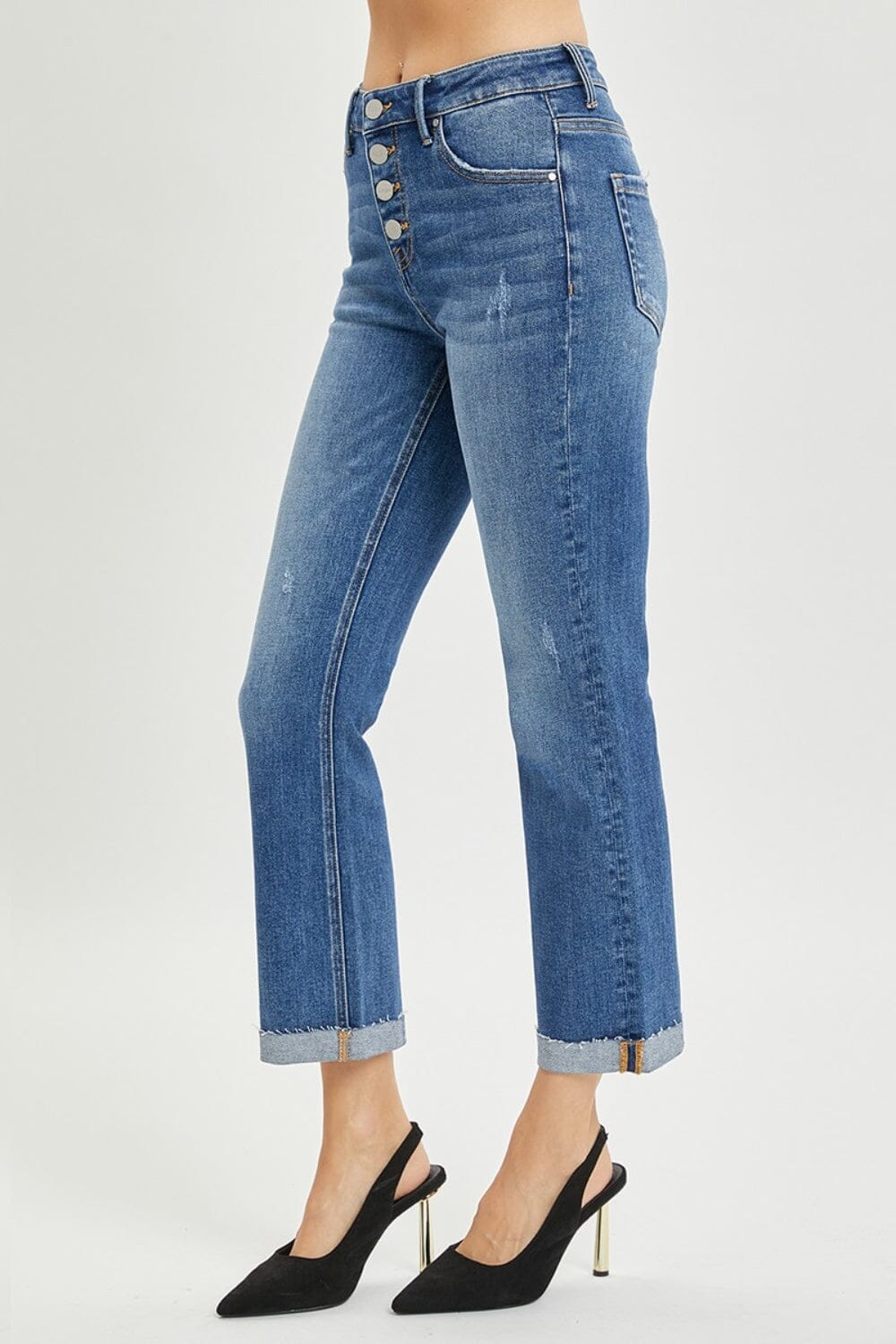 RISEN Full Size Button Fly Cropped Bootcut Jeans - Sydney So Sweet