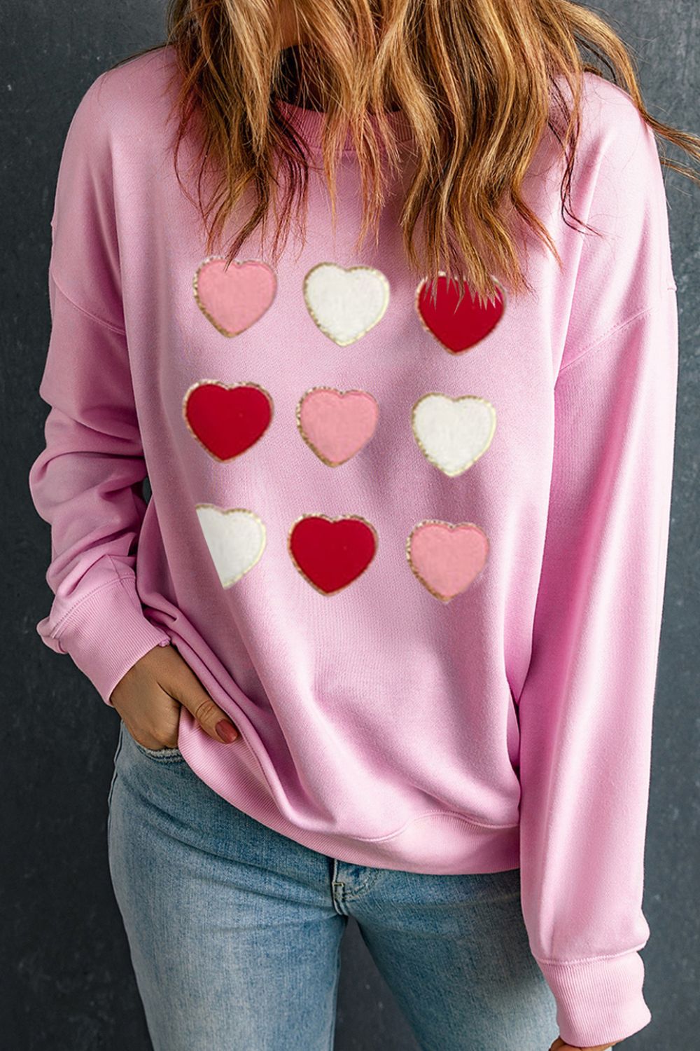 Contrast Heart Long Sleeve Sweatshirt - Sydney So Sweet