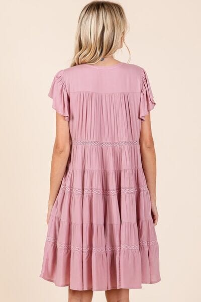 Mittoshop Lace Detail Ruffled Button Down Tiered Dress - Sydney So Sweet