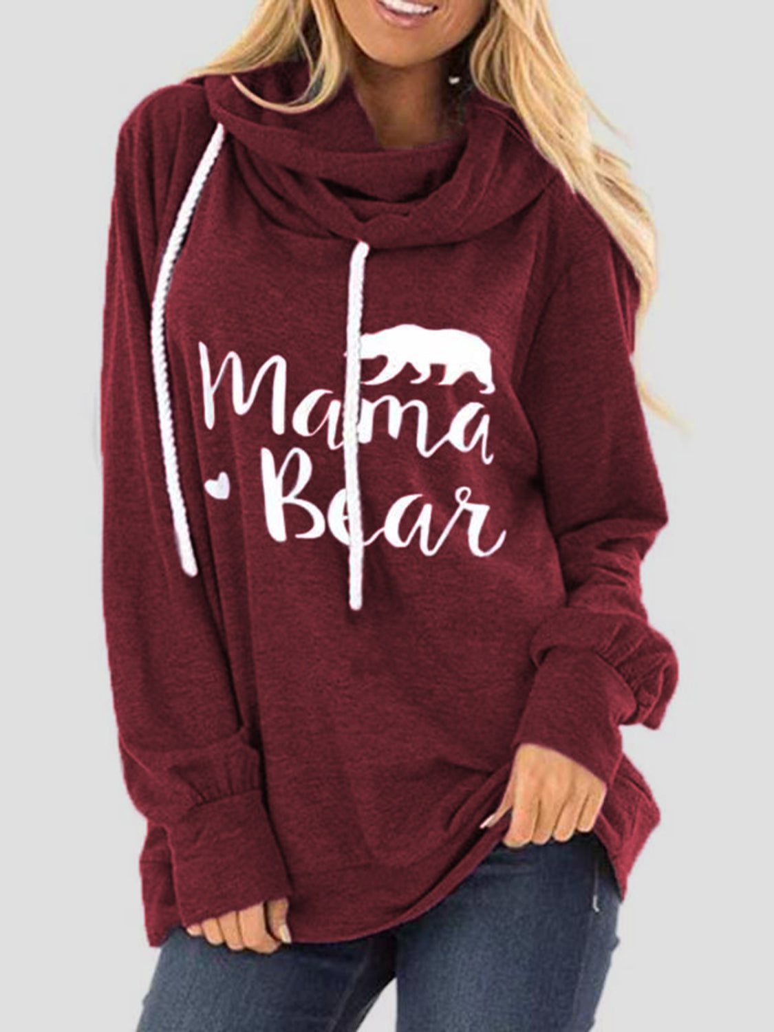 Drawstring Mama Bear Long Sleeve Women's Graphic Hoodie - Sydney So Sweet