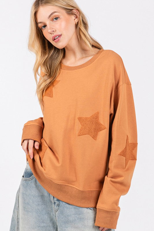 SAGE + FIG Star Patch Long Sleeve Sweatshirt - Sydney So Sweet