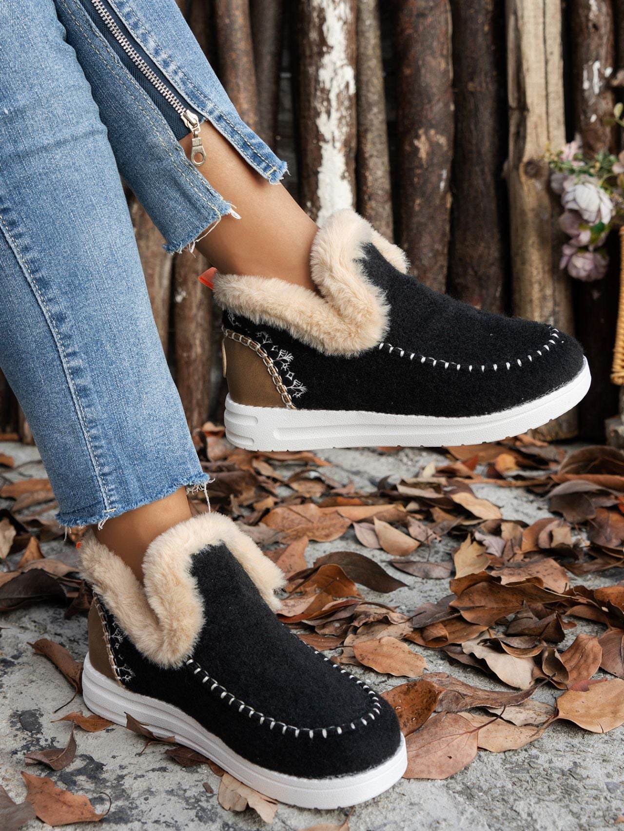 Furry Suede Round Toe Flat Sneakers - Sydney So Sweet