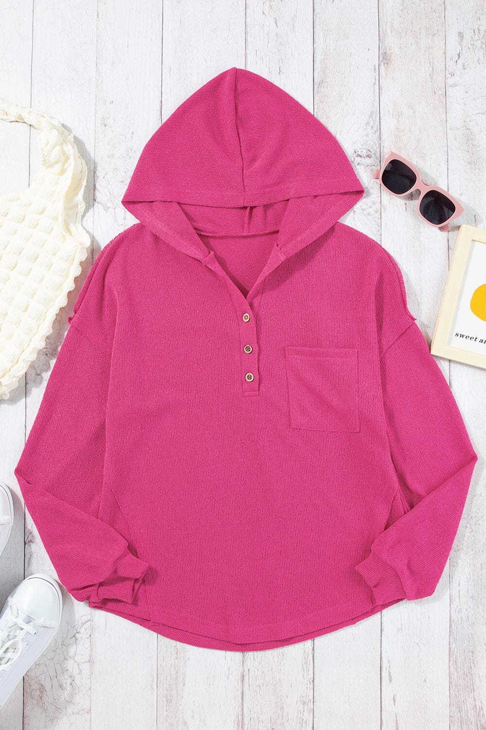 Pocketed Dropped Shoulder Long Sleeve Hoodie - Sydney So Sweet