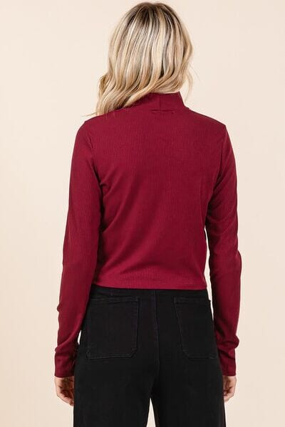 Mittoshop Mock Neck Rib Knit Long Sleeve Crop Top - Sydney So Sweet