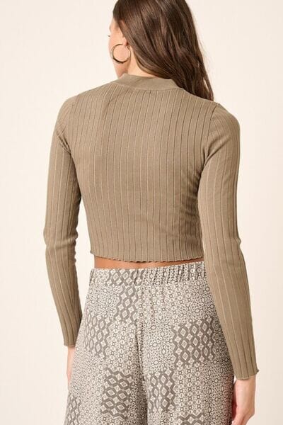 Mittoshop Mock Neck Long Sleeve Crop Knit Top - Sydney So Sweet