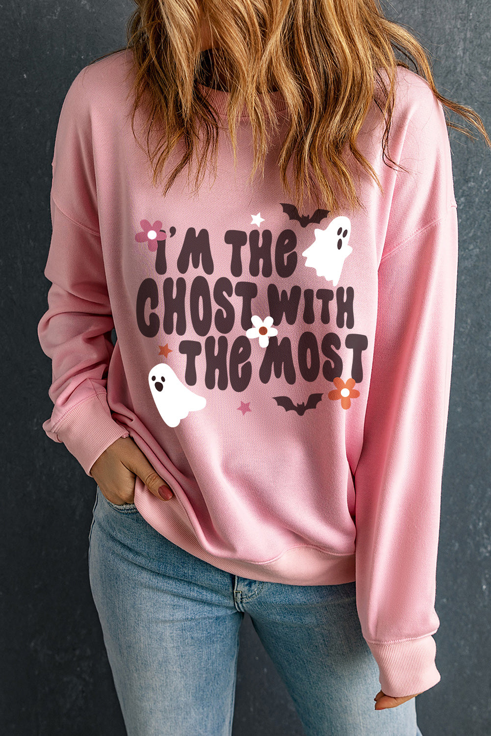 Ghost with the Most Round Neck Long Sleeve Sweatshirt - Sydney So Sweet