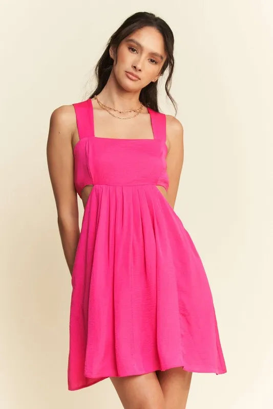 Davi & Dani Washed Satin Cutout Skirt Bandeau Mini Dress - Sydney So Sweet