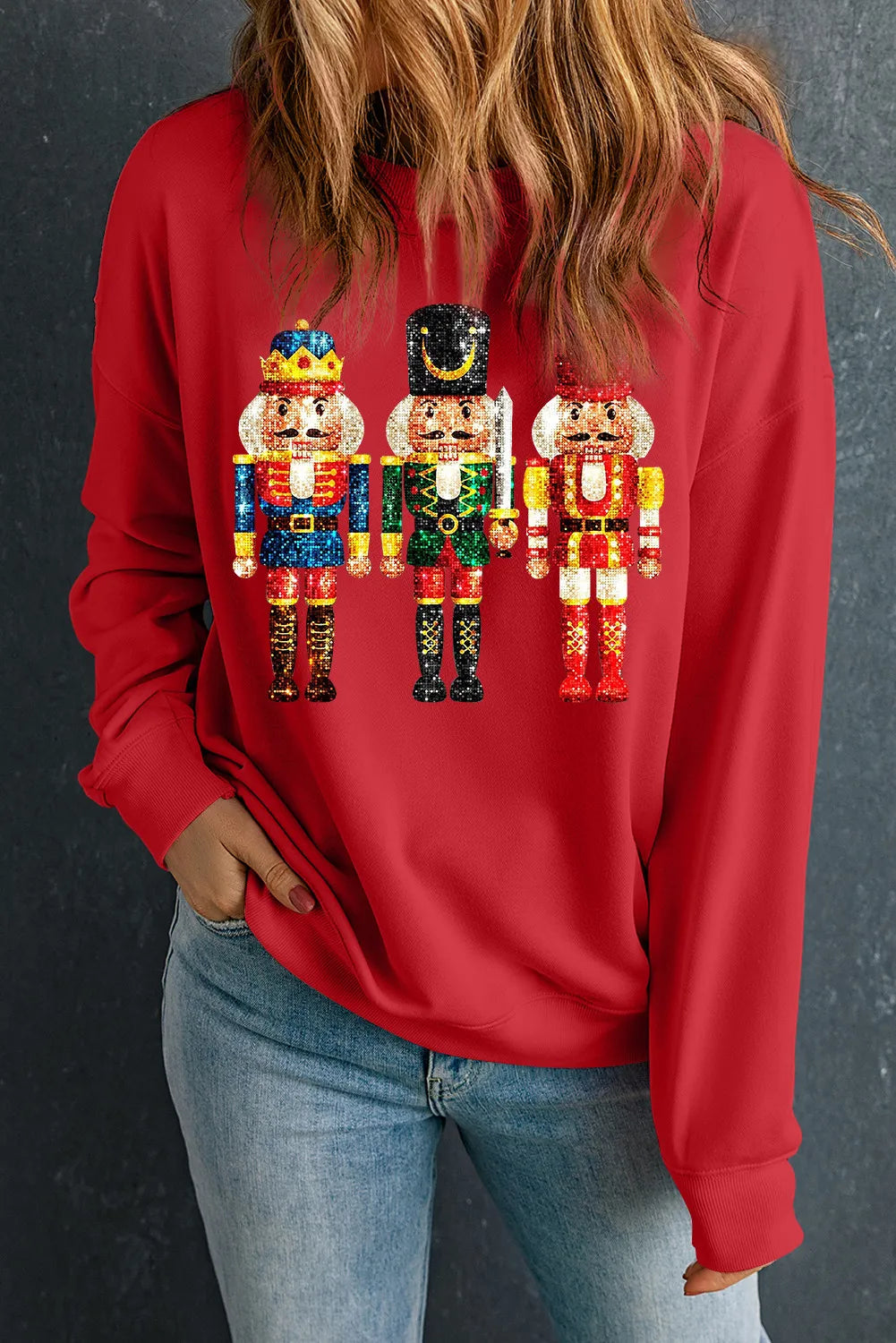 Nutcracker Round Neck Long Sleeve Sweatshirt - Sydney So Sweet