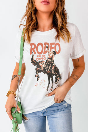 Cowboy Graphic Round Neck Short Sleeve T-Shirt - Sydney So Sweet