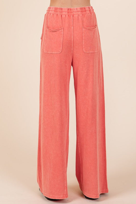 Mittoshop Mineral Wash French Terry Drawstring Wide Leg Pants - Sydney So Sweet