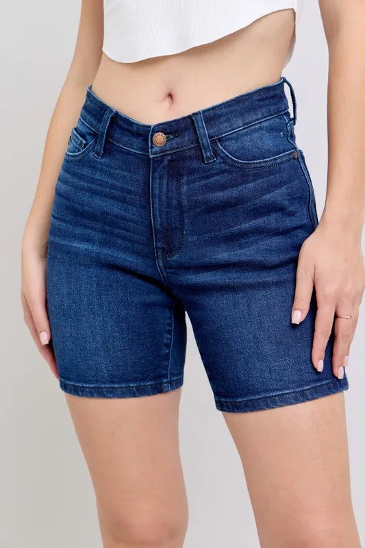 Judy Blue High Waist V-Front Bermuda Denim Shorts - Sydney So Sweet