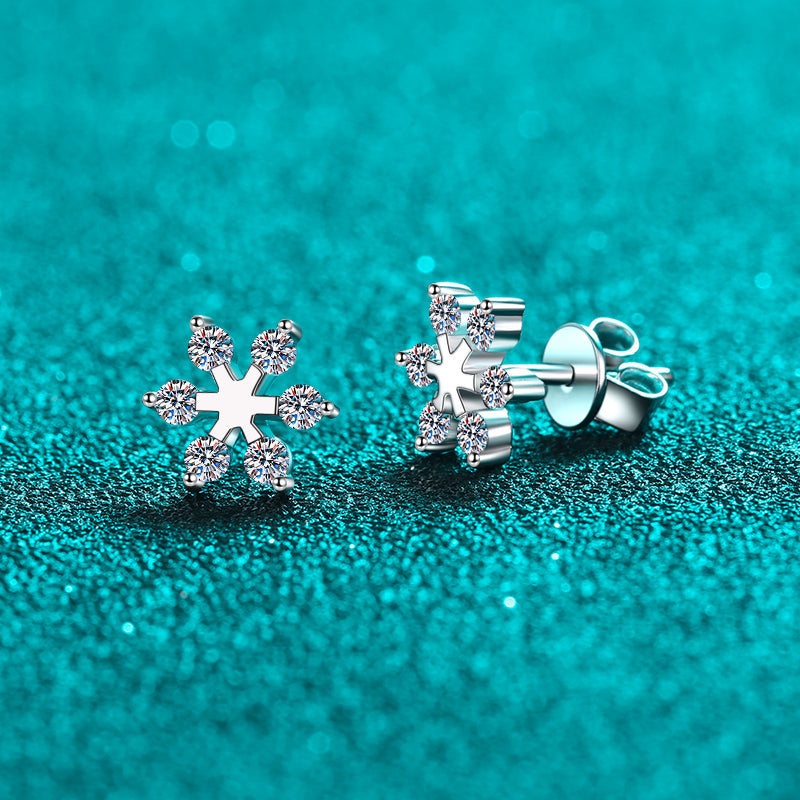 Moissanite 925 Sterling Silver Snowflake Shape Earrings - Sydney So Sweet