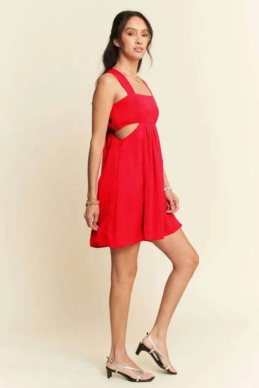 Davi & Dani Washed Satin Cutout Skirt Bandeau Mini Dress - Sydney So Sweet