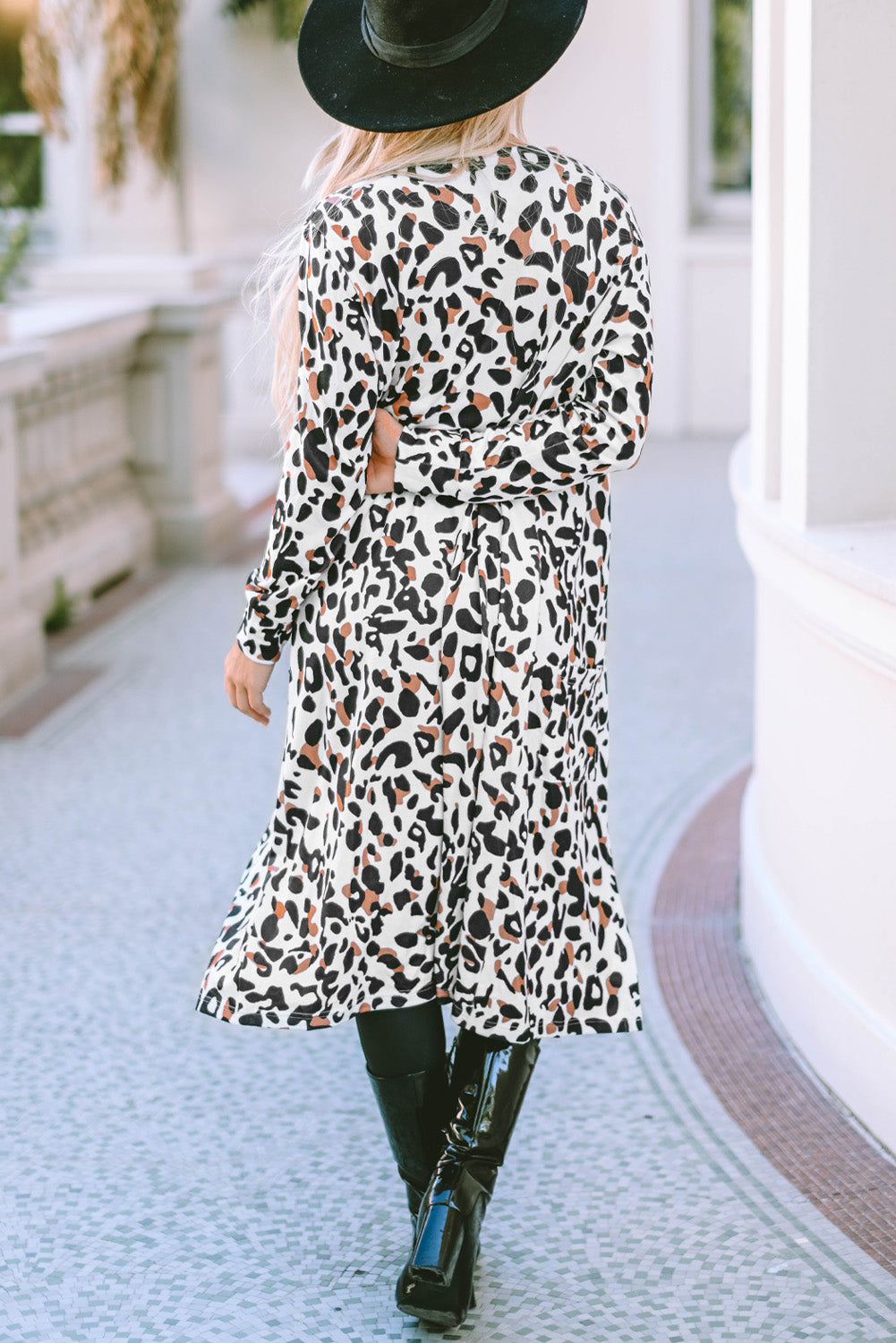 Leopard Open Front Long Sleeve Cover Up - Sydney So Sweet