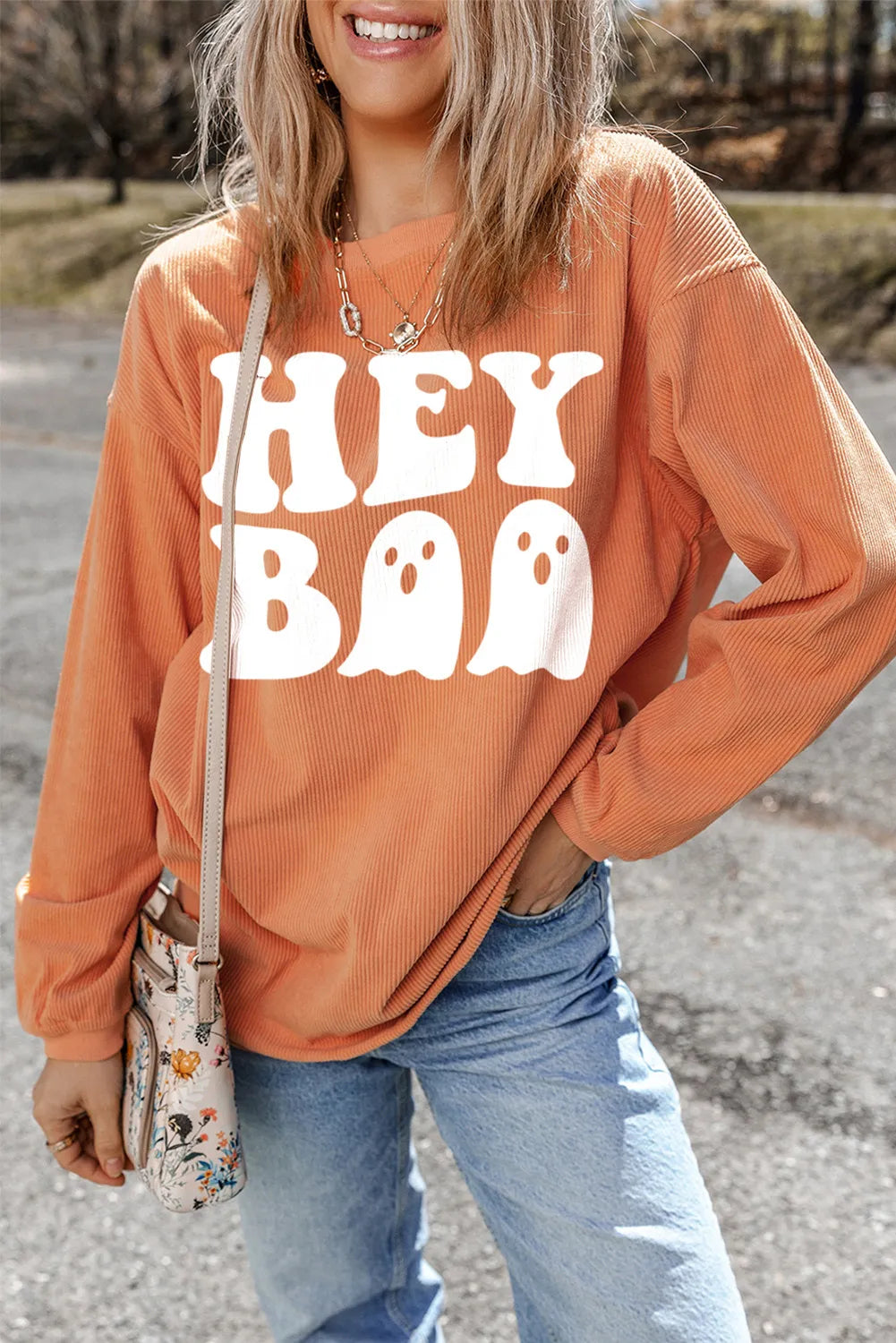 Hey Boo Ghost Women's Graphic Long Sleeve Sweatshirt - Sydney So Sweet