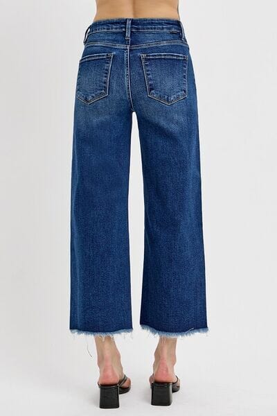 RISEN Raw Hem Wide Leg Attached Buckle Jeans - Sydney So Sweet
