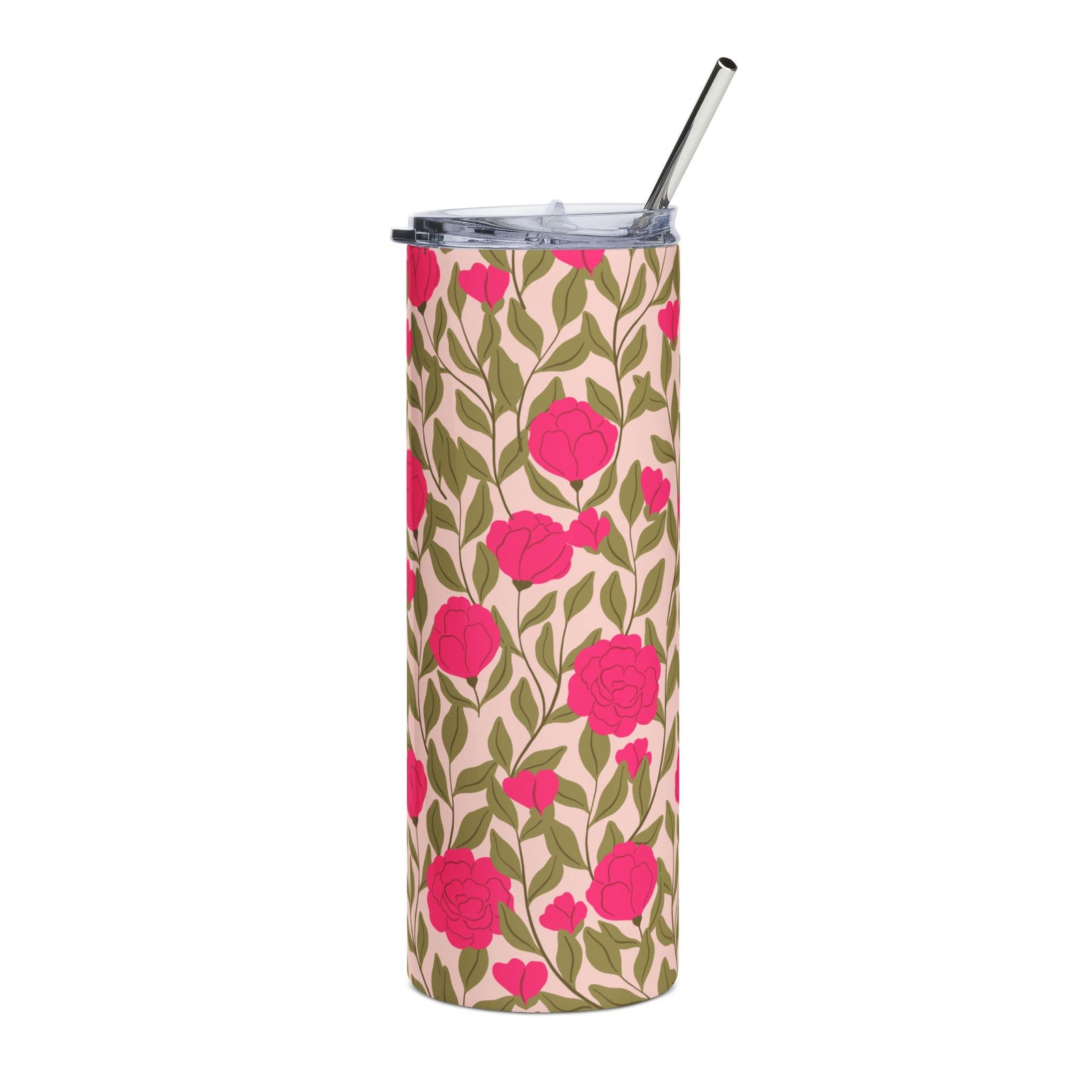 Hot Pink Peony 20oz Stainless Steel Tumbler Insulated Travel Cup