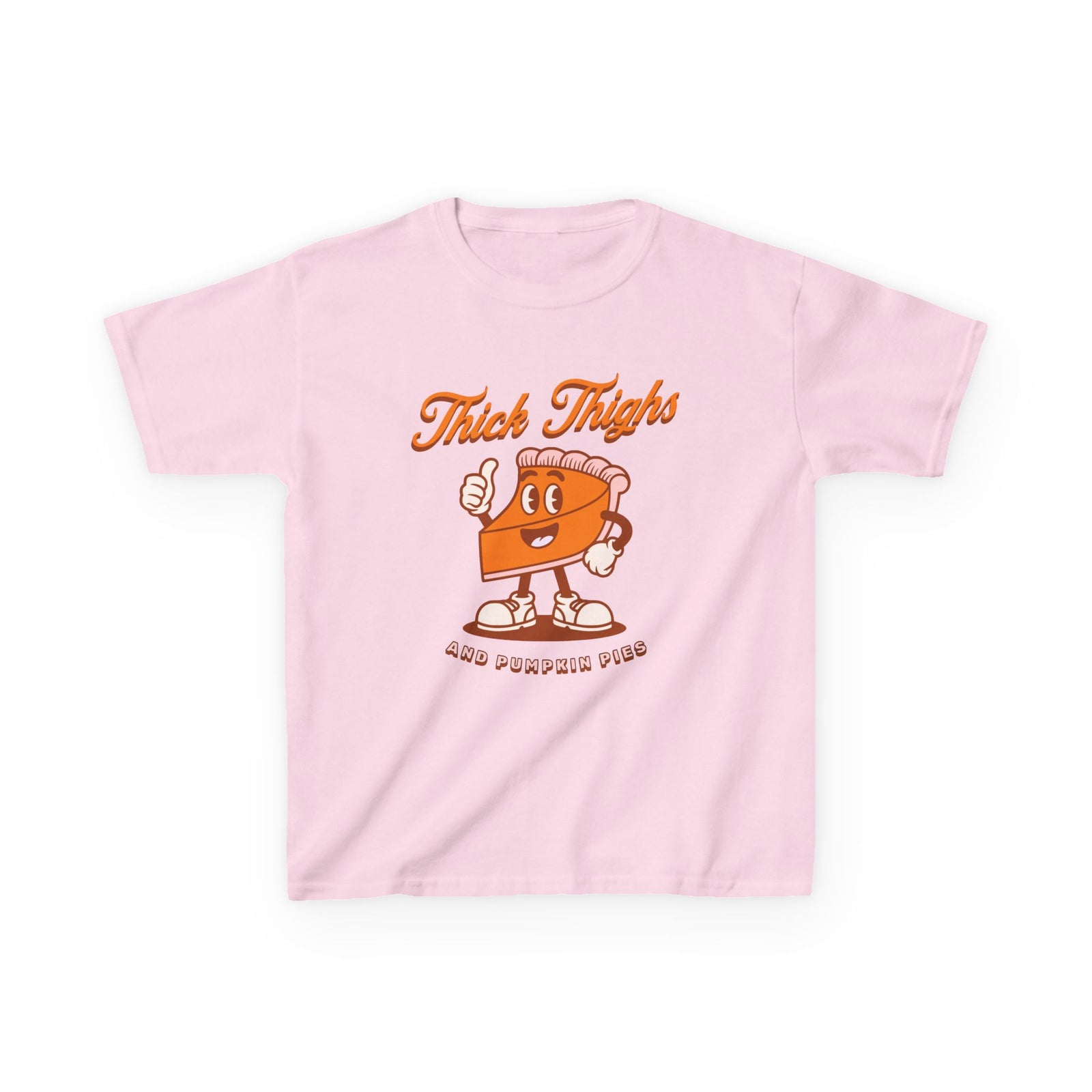 Thick Thighs & Pumpkin Pies Kids T-Shirt Fall Youth Thanksgiving Graphic Tee