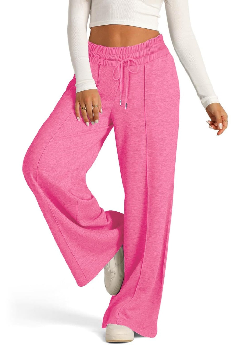 Drawstring Elastic Waist Wide Leg Pants - Sydney So Sweet