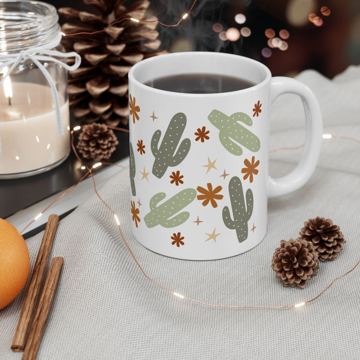 Boho Cactus Cute Ceramic Mug Coffee Cup (11oz & 15oz)