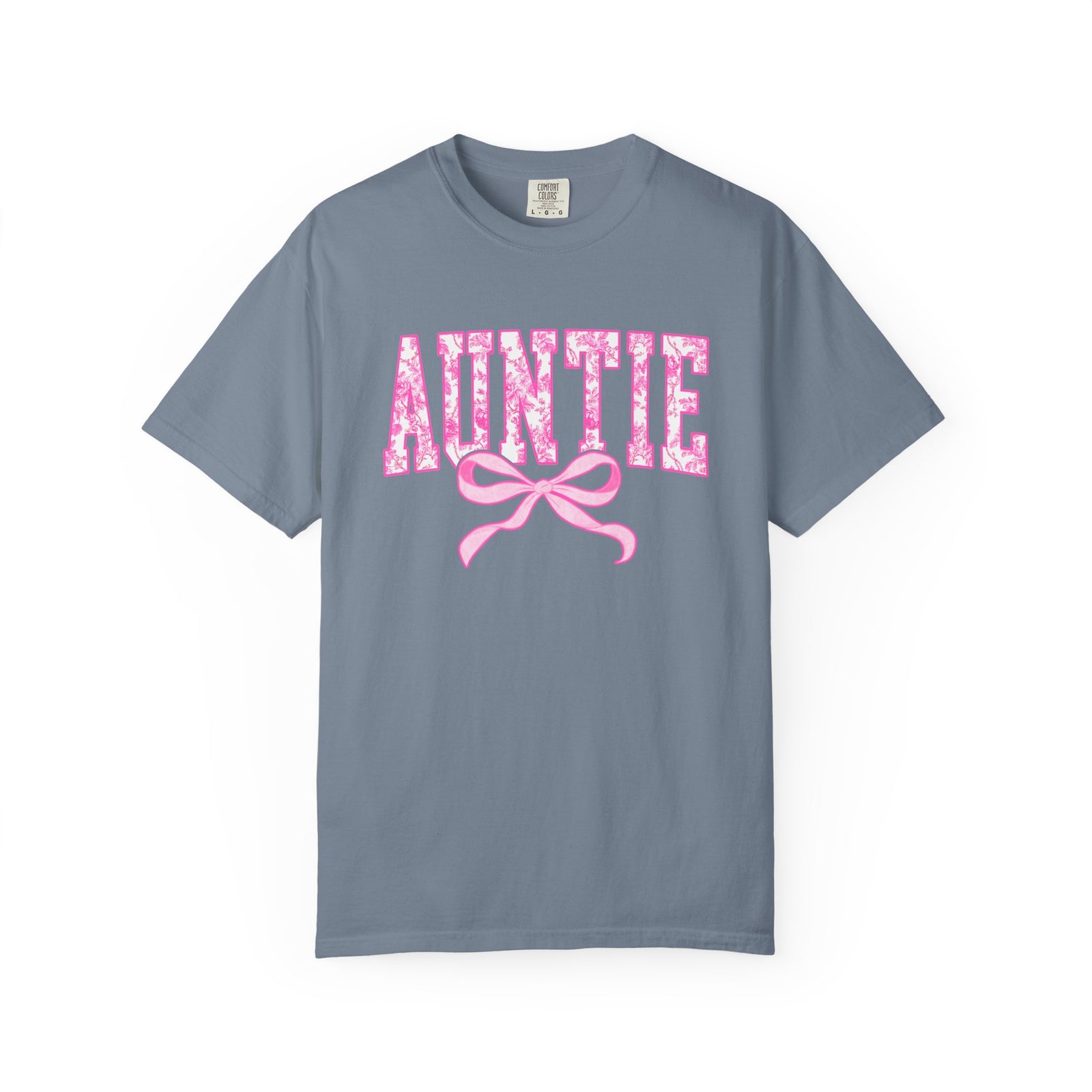 Auntie Coquette Pink Toile Bow T-Shirt Cute Aunt Graphic Tee