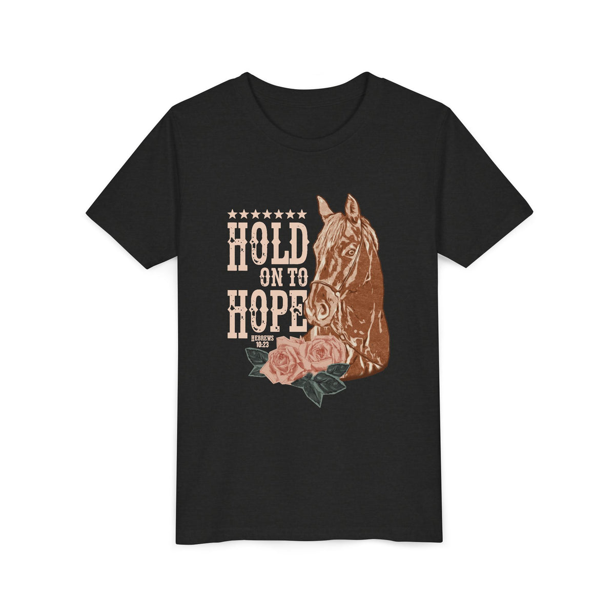 Hold Onto Hope Horse Kids T-Shirt Kids Graphic Christian Tee