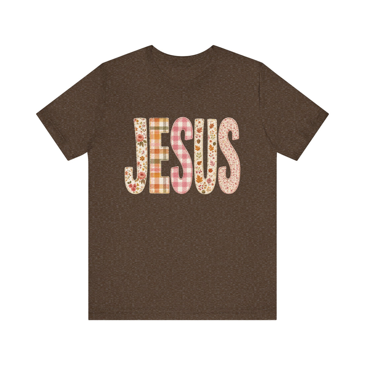 JESUS Floral Plaid Tee Women's Christian Graphic T-Shirt