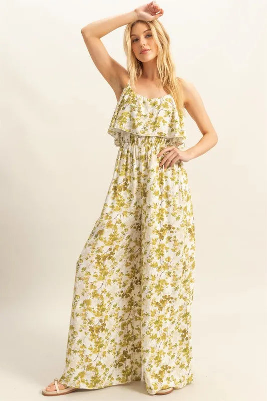 HYFVE Floral Print Spaghetti Strap Wide Leg Jumpsuit - Sydney So Sweet