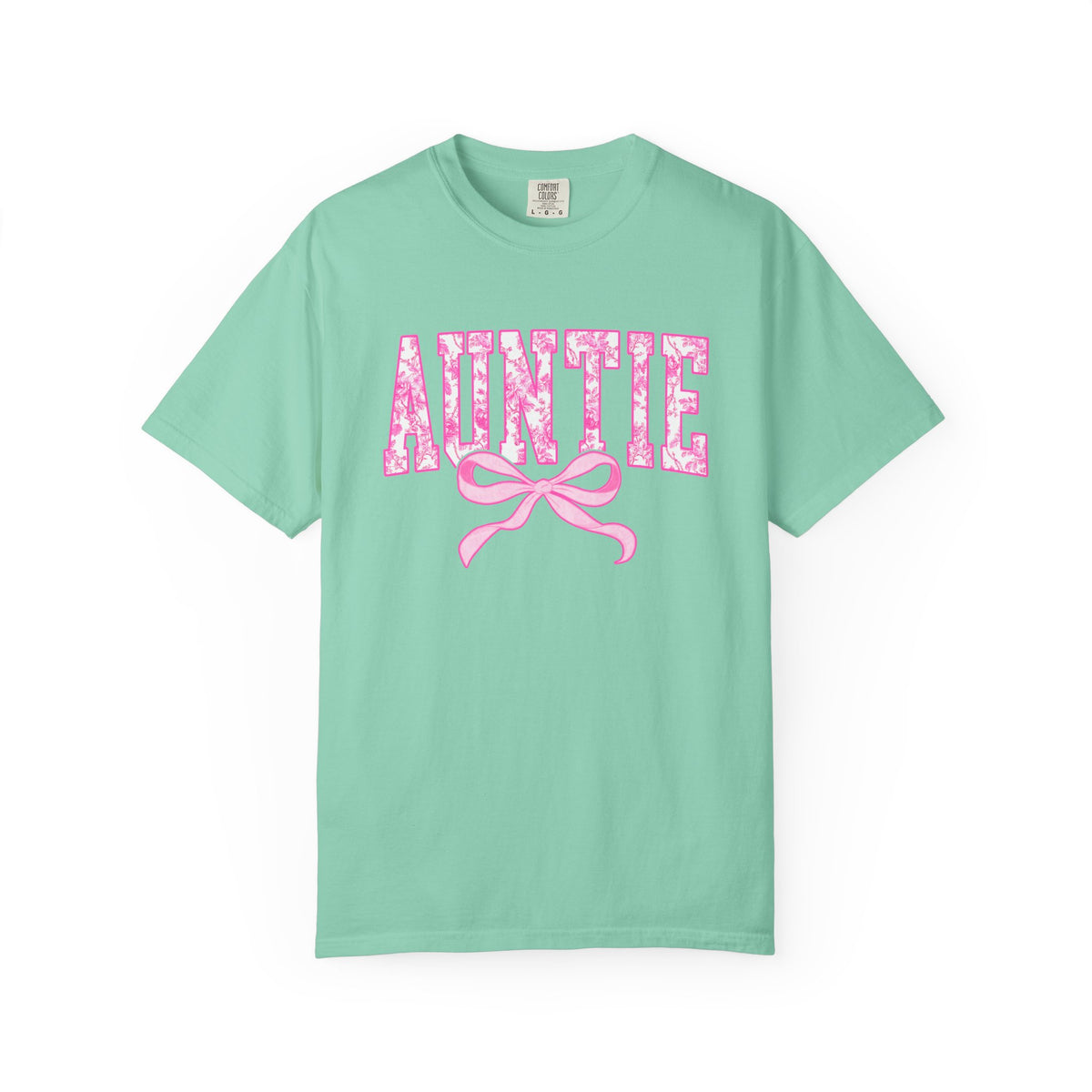 Auntie Coquette Pink Toile Bow T-Shirt Cute Aunt Graphic Tee