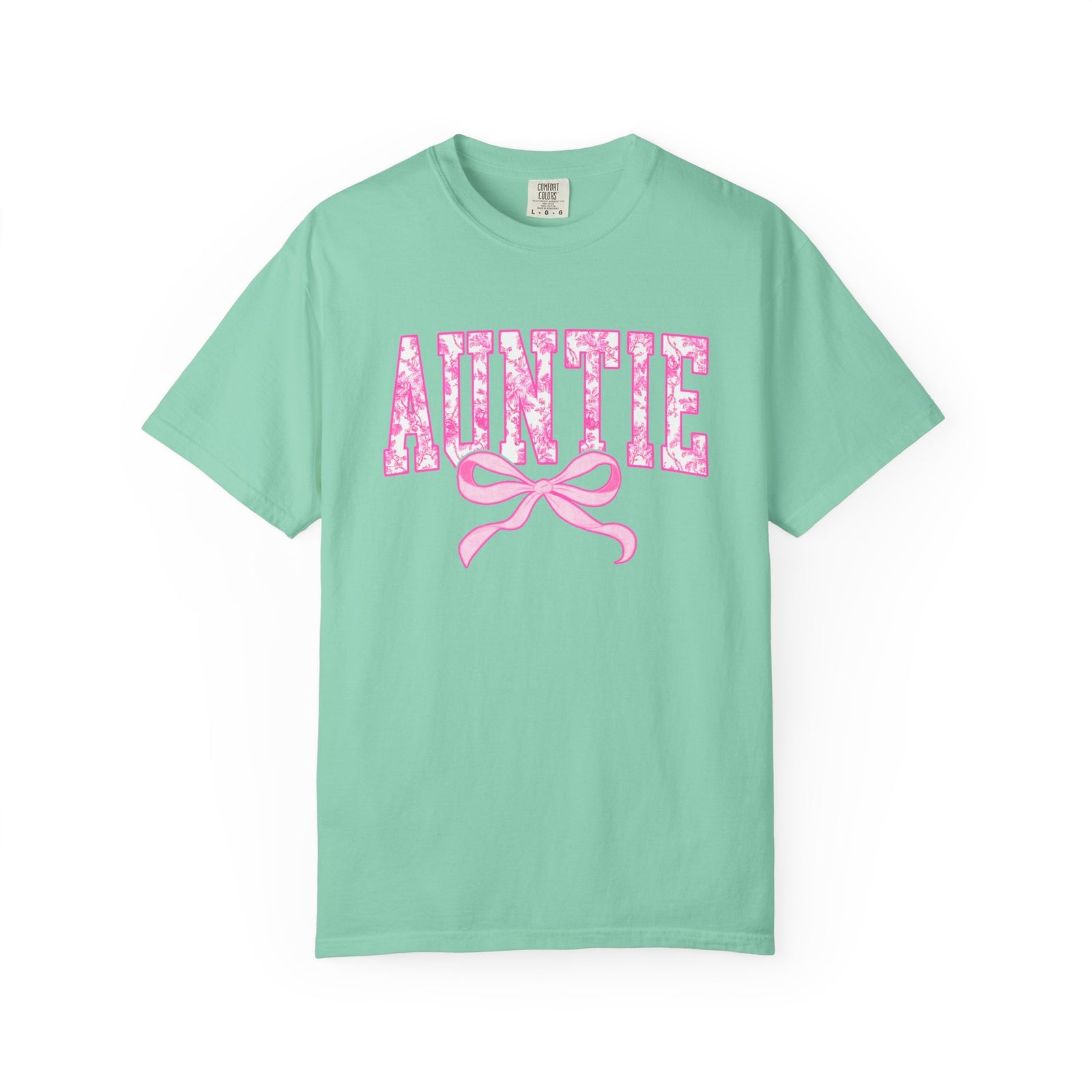 Auntie Coquette Pink Toile Bow T-Shirt Cute Aunt Graphic Tee