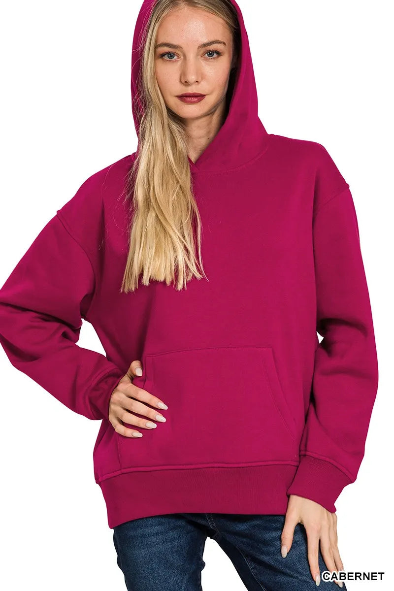Zenana Fleece Kangaroo Pocket Hoodie - Sydney So Sweet