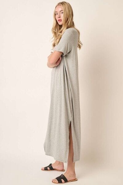 Mittoshop Side Slit Round Neck Short Sleeve Dress - Sydney So Sweet