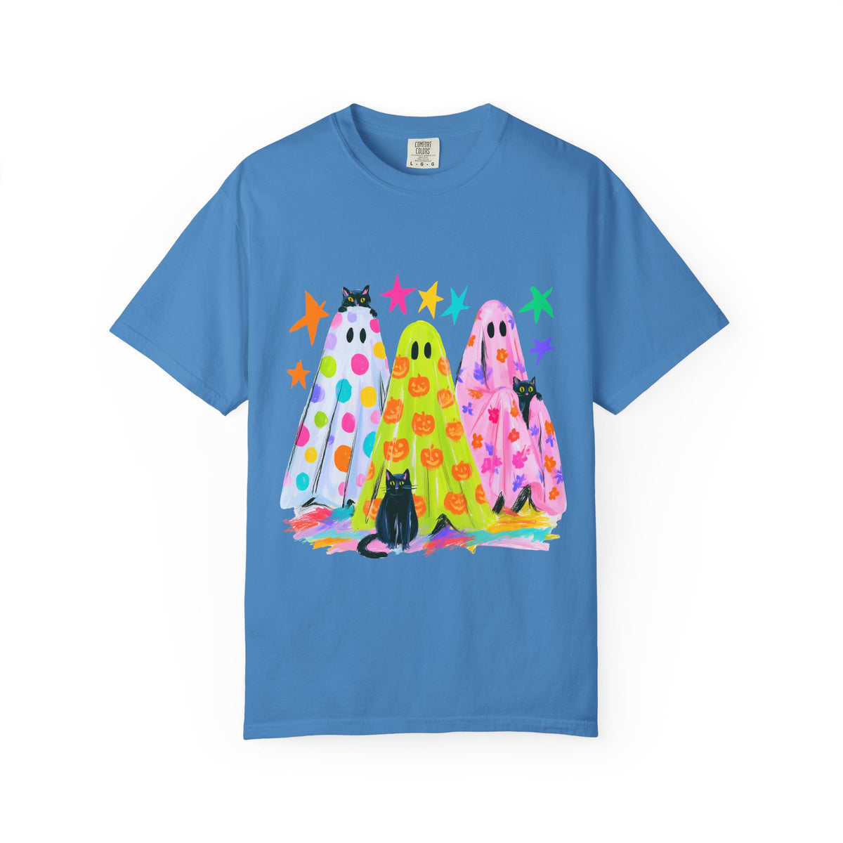 Colorful Polka Dot Halloween Ghost T-Shirt Fun Graphic Tee
