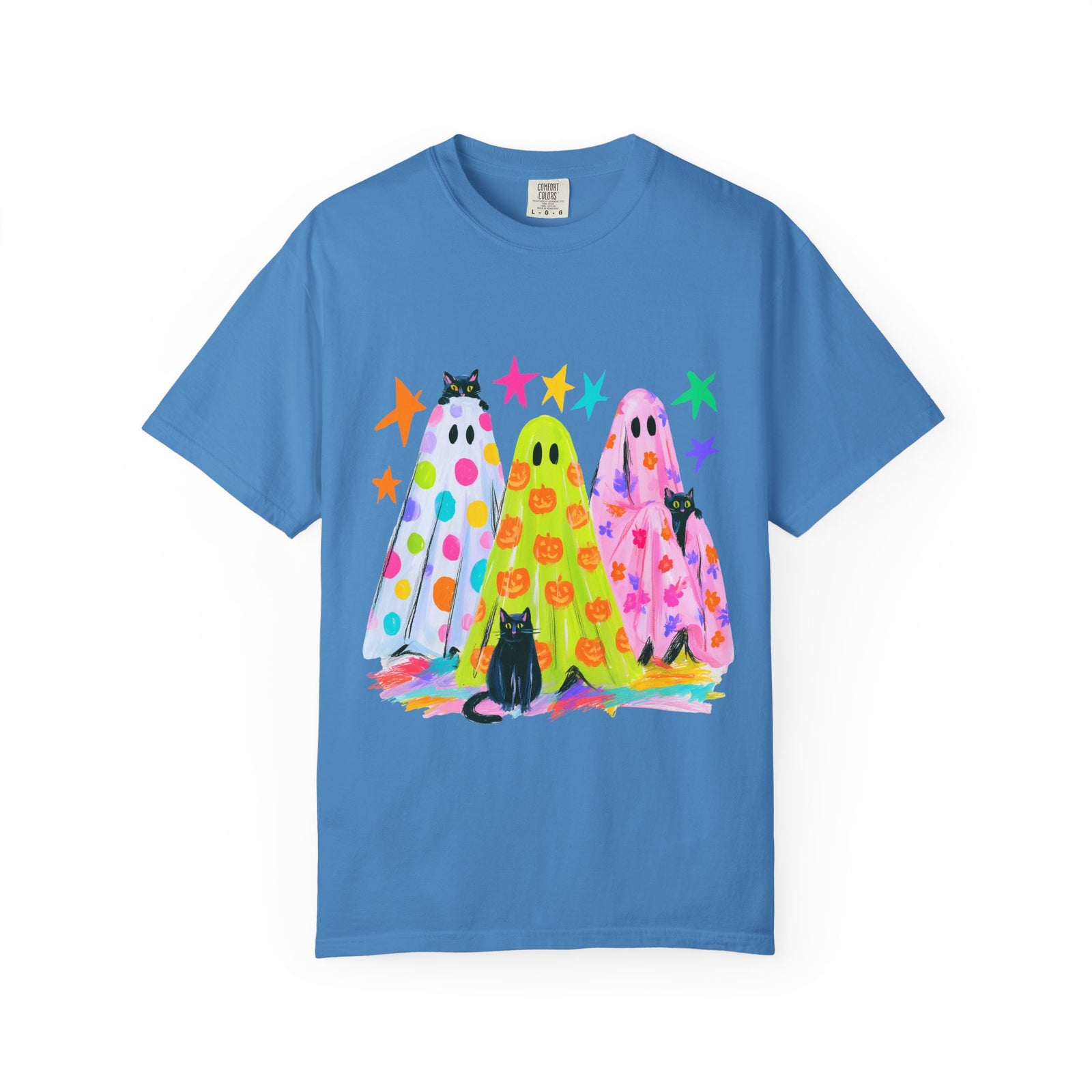 Colorful Polka Dot Halloween Ghost T-Shirt Fun Graphic Tee
