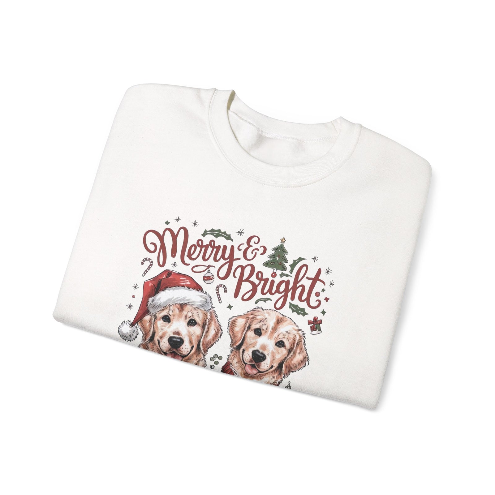 Merry & Bright Christmas Dogs Crewneck Unisex Sweatshirt