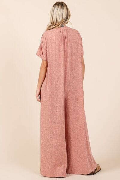 Mittoshop Button Detail Short Sleeve Wide Leg Jumpsuit - Sydney So Sweet